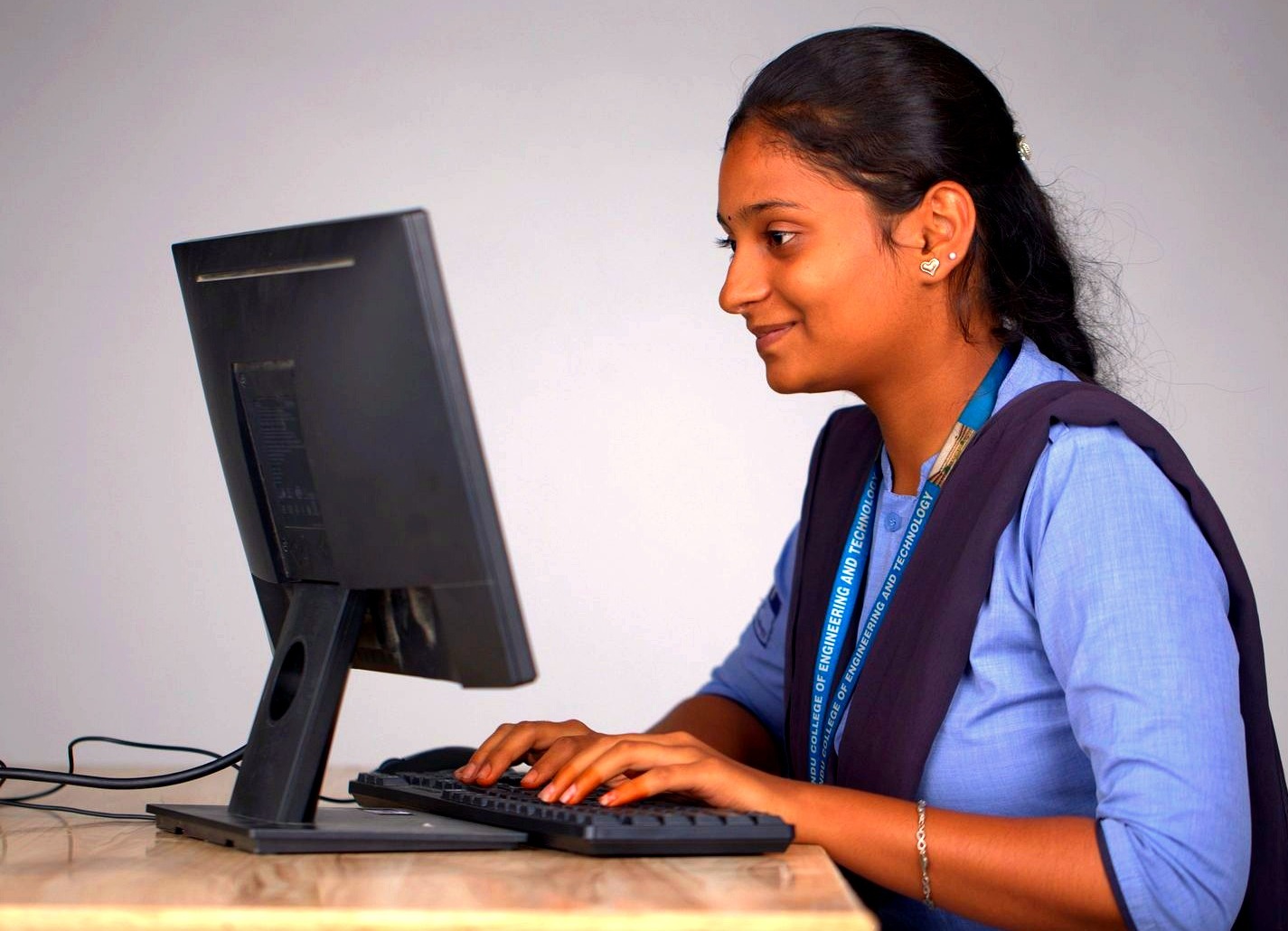 A student working at a computer